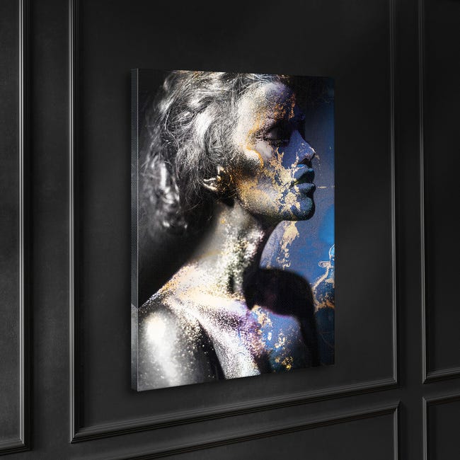 Kanwa Twarz Kobieta złoto-ziebieska 70 x 100 cm