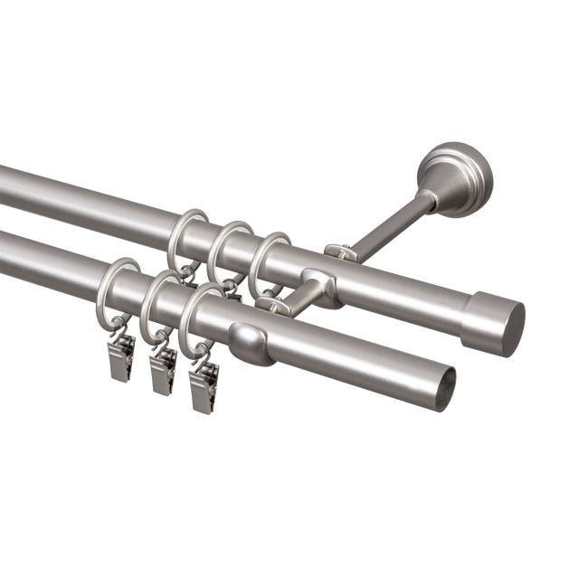 Karnisz Pół-Set 160 cm podwójny chrom satyna 19 mm