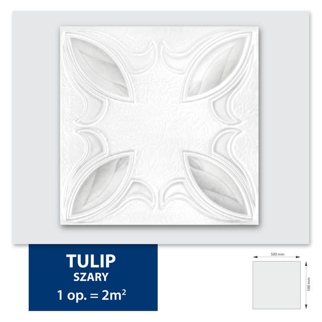 Kaseton styropianowy Tulip szary 50 x 50 cm 2 m2 8 płyt DMS
