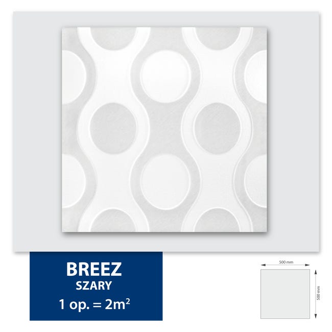 Kaseton z polistyrenu Exclusiv Breez szary 50 x 50 cm 2 m2 8 płyt DMS