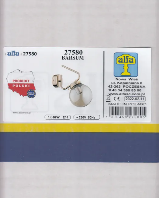 Kinkiet Barsum złoty E14 Alfa