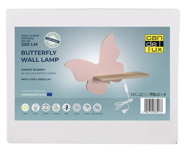 Kinkiet Butterfly różowy LED Candellux