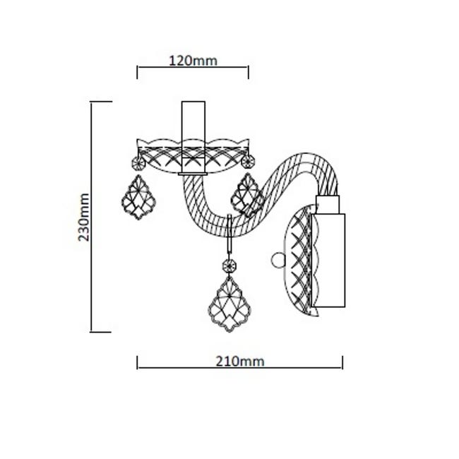 Kinkiet CRISTALLO z kryształkami E14 LIGHT PRESTIGE