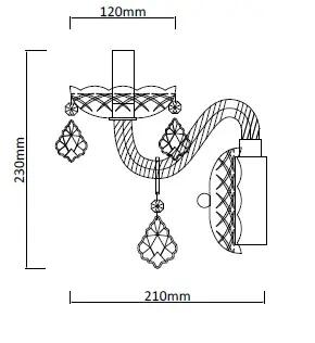 Kinkiet CRISTALLO z kryształkami E14 LIGHT PRESTIGE