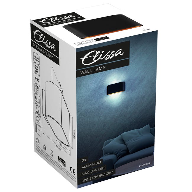 Kinkiet Elissa czarno-złoty G9 Goldlux