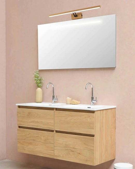 Kinkiet Lester 60 cm czarny z imitacją drewna 560 lm LED Reality