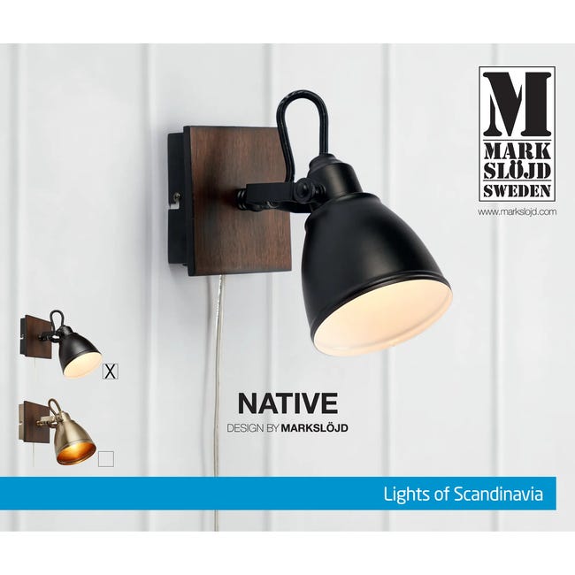 Kinkiet Native czarny E14 Markslojd
