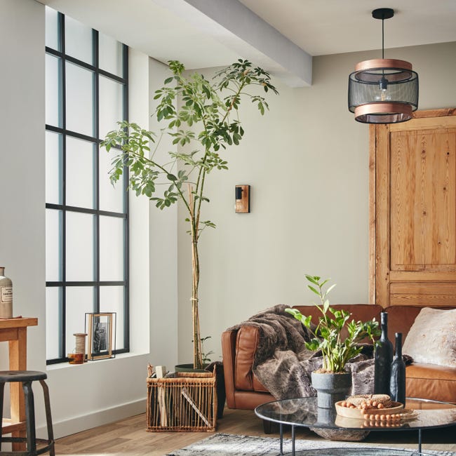 Kinkiet Shito czarny z drewnem E27 Inspire