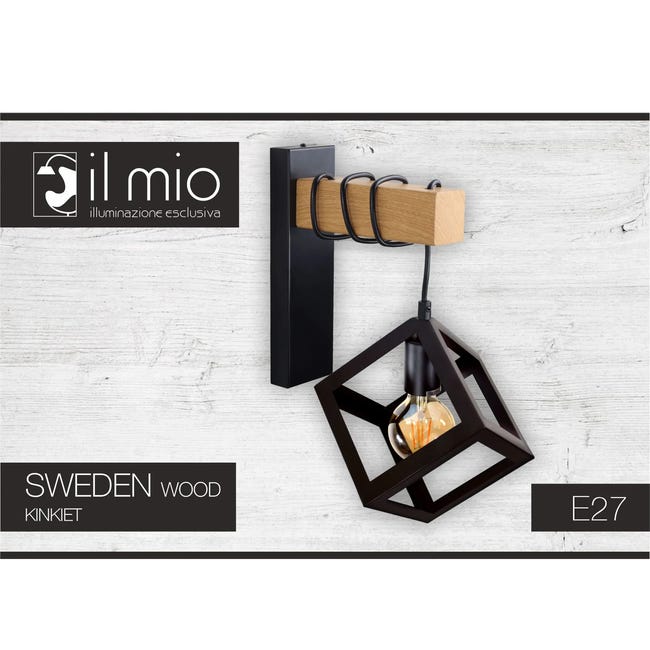 Kinkiet Sweden czarny E27 Il Mio