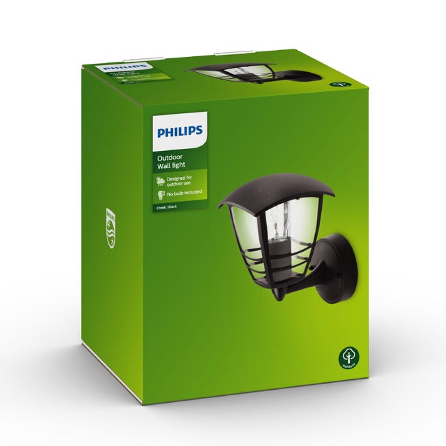 Kinkiet zewnętrzny Creek IP44 czarny E27 Philips