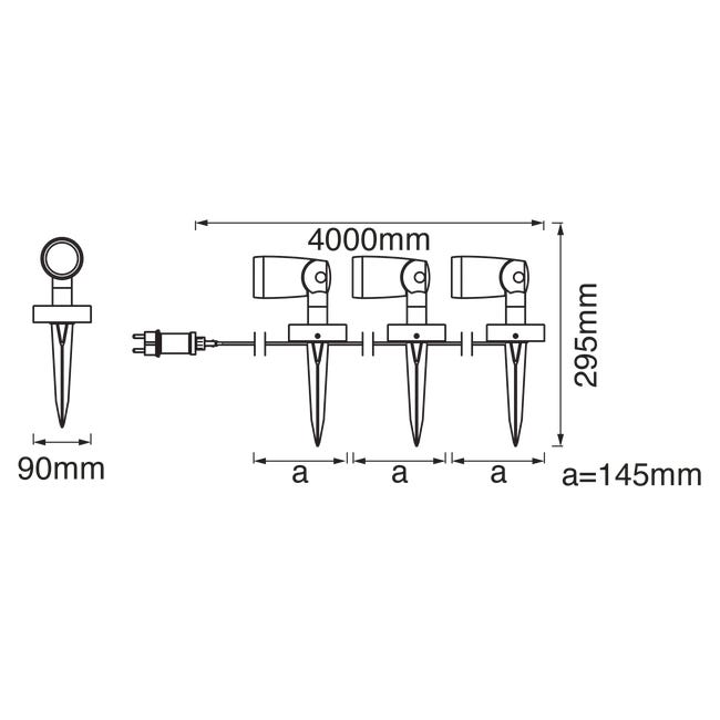 Kinkiet zewnętrzny Gardenspot 3 szt. 680 lm IP65 czarny LED Ledvance