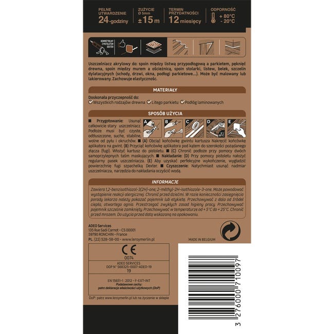 Kit do parkietu uszczelniacz DREWNO I PARKIET 280 ml Dąb AXTON