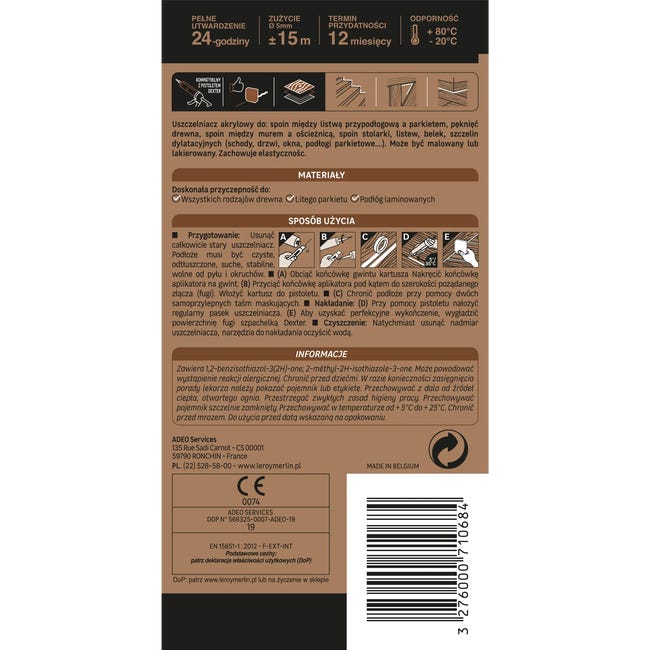 Kit do parkietu uszczelniacz DREWNO I PARKIET 280 ml Jasny szary AXTON