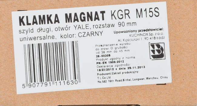 Klamka do drzwi zewnętrznych, bramy i furtki Magnat 90 mm czarna Kuchinox