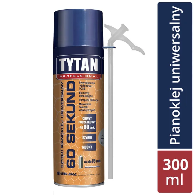 Klej montażowy 60 SEKUND 300 ml Szybki pianoklej uniwersalny TYTAN