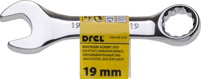 Klucz płasko-oczkowy 19 mm krótki Drel