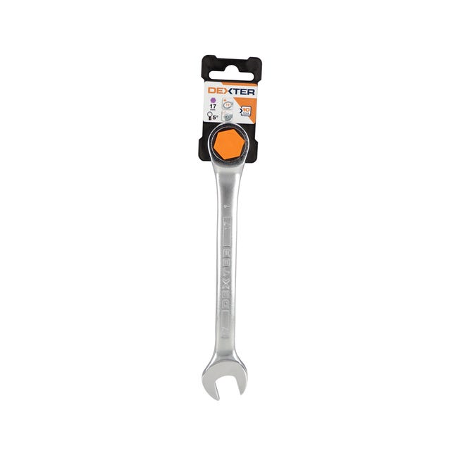Klucz płasko-oczkowy z grzechotką CRV 17 mm Dexter