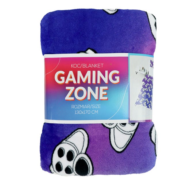 Koc dla dzieci Gaming Zona fioletowy 130 x 170 cm