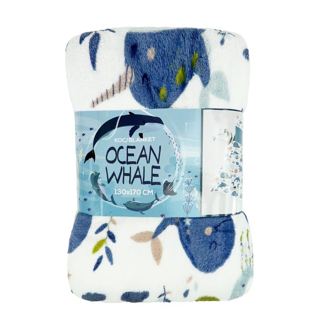 Koc dla dzieci Ocean Whale 130 x 170 cm