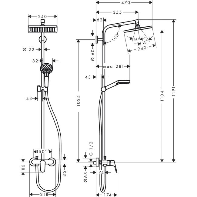 Kolumna prysznicowa Crometta E 240 Hansgrohe