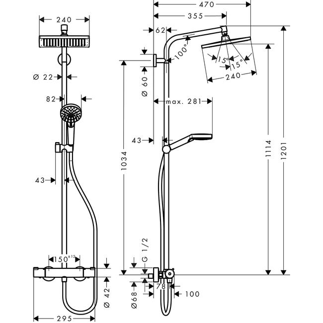 Kolumna prysznicowa z baterią Crometta E 240 Hansgrohe