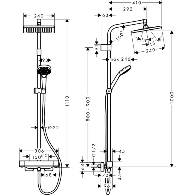 Kolumna prysznicowa z baterią LMH E Hansgrohe
