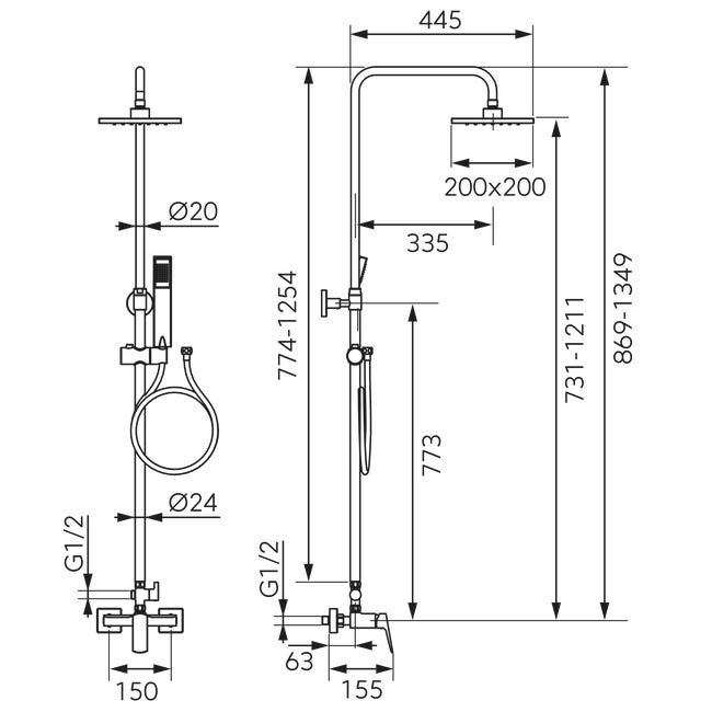 Kolumna prysznicowa z baterią czarna Lippi Eco Ferro