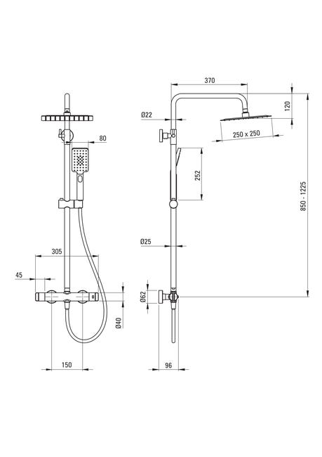 Kolumna prysznicowa z termostatem złota Cejlo Deante