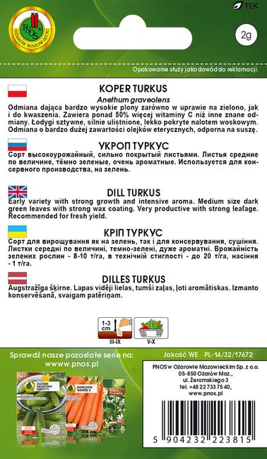 Koper ogrodowy 'Turkus' nasiona Pnos