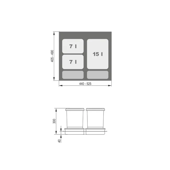 Kosz na śmieci Praktiko 60 1 x 15/2 x 7 l Rejs
