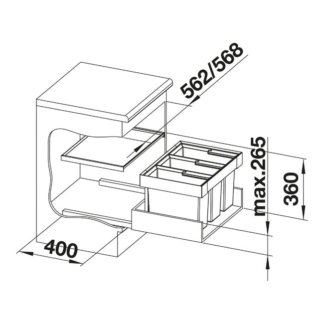 Kosz na śmieci do zabudowy Flexon II 60 3 x 15 l Blanco