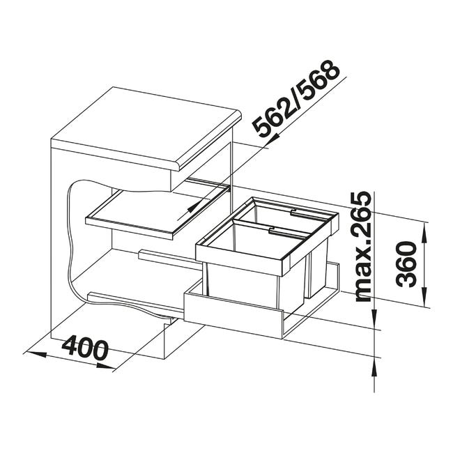 Kosz na śmieci do zabudowy Flexon II 60 30 + 19 l Blanco