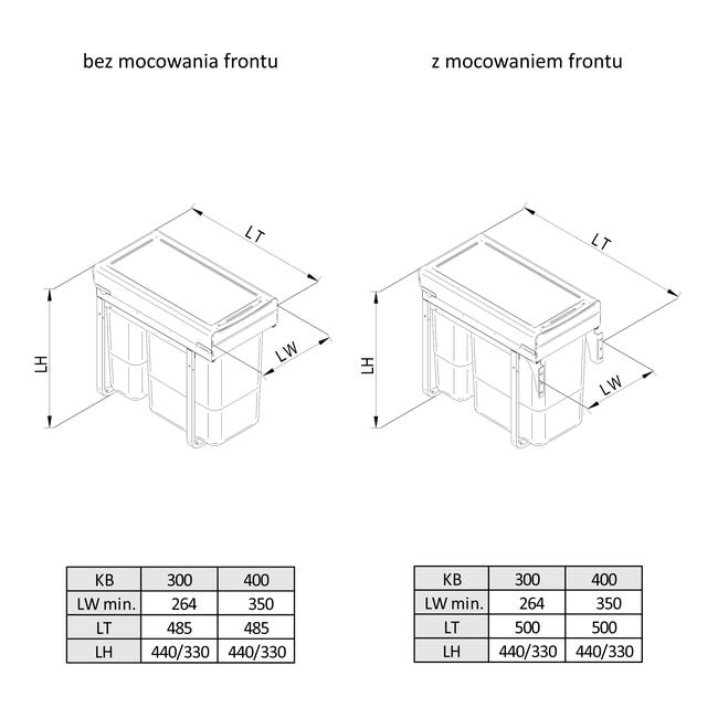 Kosz na śmieci wysuwany 30 1 x 9/1 x 20 l Rejs