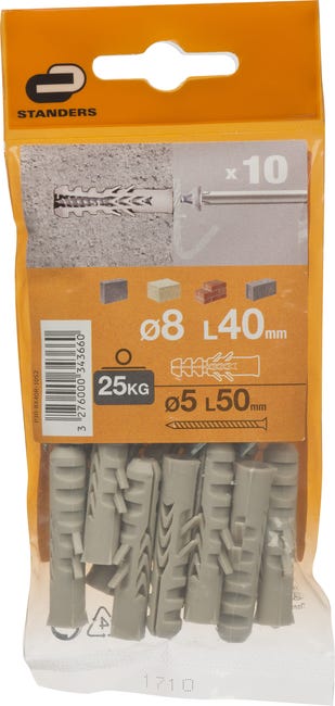 Kołek do materiałów pełnych 8 x 40 mm 10 szt. Standers
