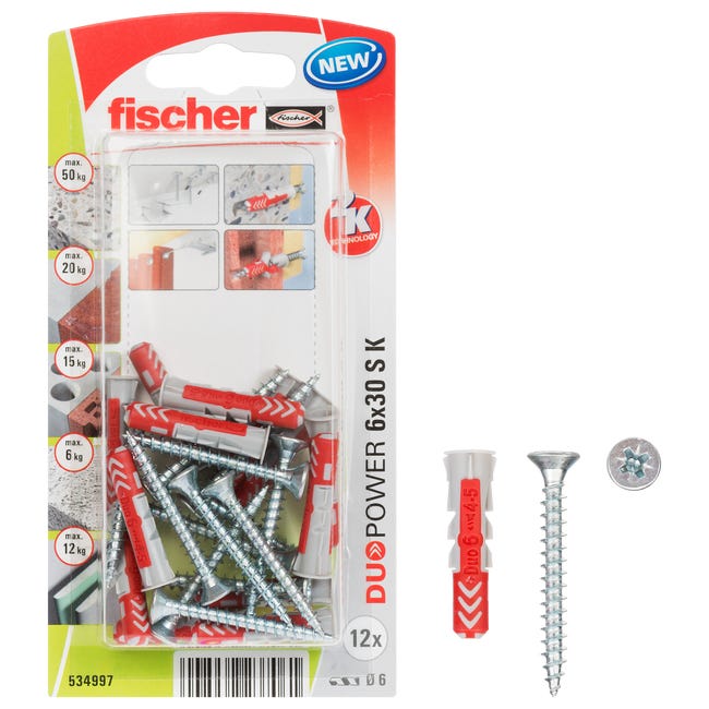 Kołek uniwersalny S K NV Duopower 6 x 30 mm 12 szt. Fischer