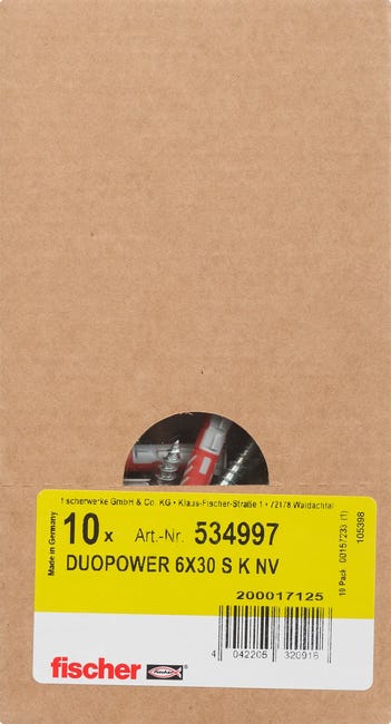 Kołek uniwersalny S K NV Duopower 6 x 30 mm 12 szt. Fischer