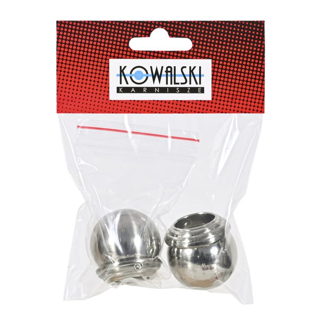 Końcówka do karnisza Gałka efekt stali 19 mm 2 szt.