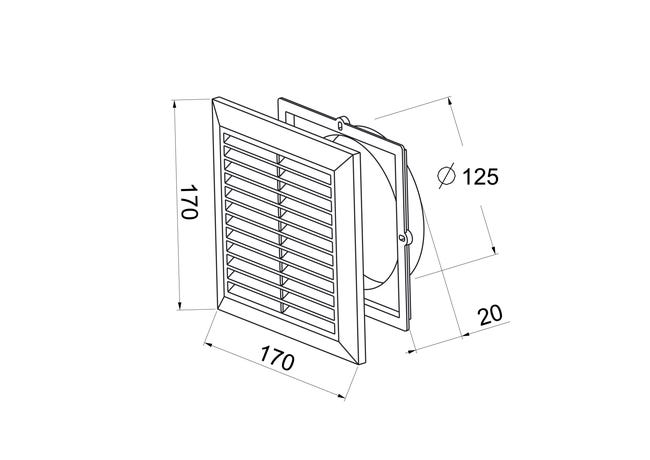 Kratka wentylacyjna 14 x 14 cm / 125 mm brąz EQUATION