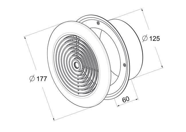 Kratka wentylacyjna SUFITOWA 125 mm biała EQUATION
