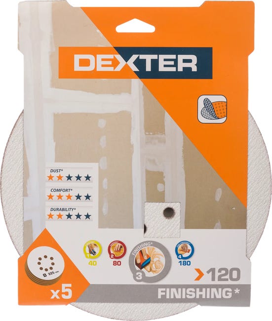 Krążek ścierny 8 OTW P120 225 mm 5 szt. DEXTER