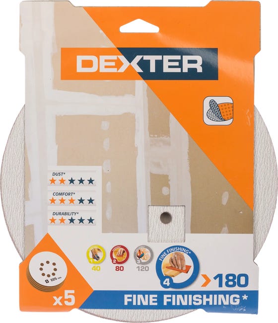 Krążek ścierny 8 OTW P180 225 mm 5 szt. DEXTER