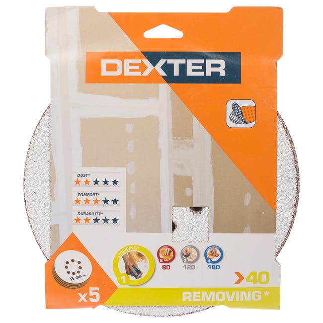 Krążek ścierny 8 OTW P40 225 mm 5 szt. DEXTER