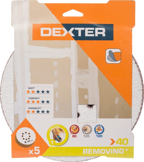 Krążek ścierny 8 OTW P40 225 mm 5 szt. DEXTER