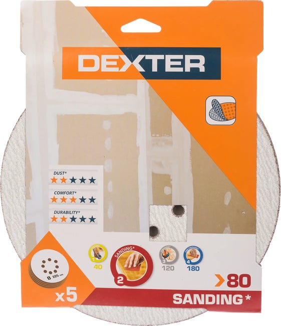 Krążek ścierny 8 OTW P80 225 mm 5 szt. DEXTER
