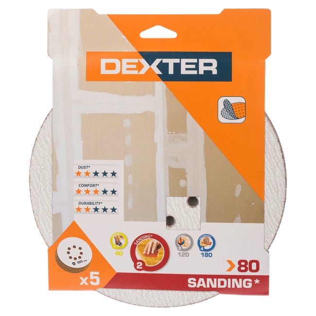 Krążek ścierny 8 OTW P80 225 mm 5 szt. DEXTER