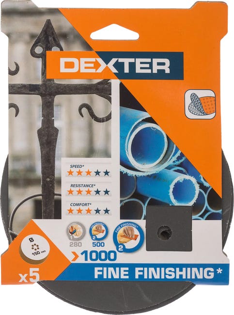Krążek ścierny NA RZEP 6 OTW P1000 150 mm DEXTER