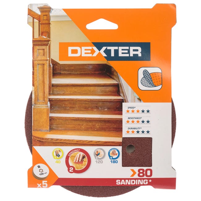 Krążek ścierny NA RZEP 6 OTW P80 150 mm DEXTER