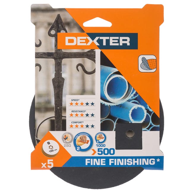 Krążek ścierny RZEP 6 OTW P500 150 mm 5 szt. DEXTER