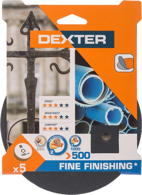 Krążek ścierny RZEP 6 OTW P500 150 mm 5 szt. DEXTER