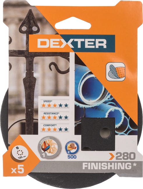 Krążek ścierny RZEP 8 OTW P280 125 mm INOX 5 szt. DEXTER